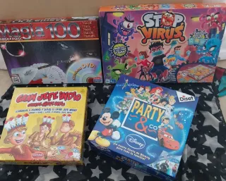 Lotto 4 giochi da tavolo: Magic, Virus, Indian, Disney