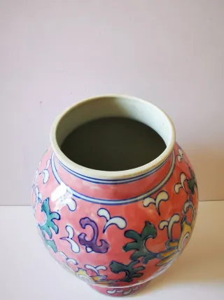 Jarrón Chino Cerámica Multicolor