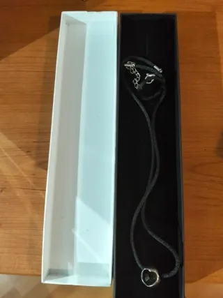 Collar cordón negro con colgante corazón plata