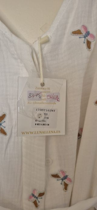 Vestido blanco LUNA LLENA mariposas