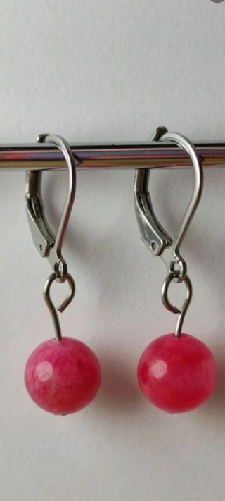 Mini Pendientes piedra natural y acero inoxidable