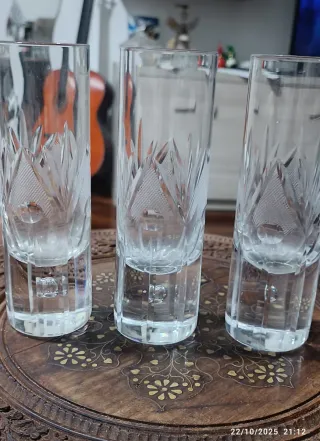 3 Bicchieri Cristallo Incisi
