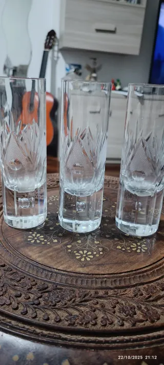 3 Bicchieri Cristallo Incisi