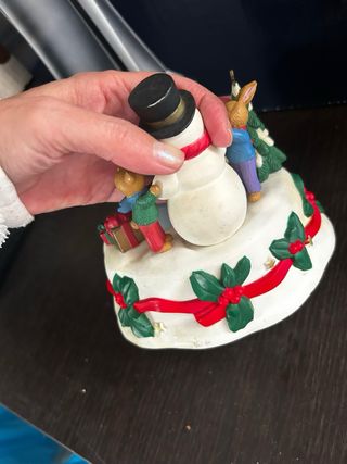 Carillon Vintage Natale Pupazzo Neve Animali