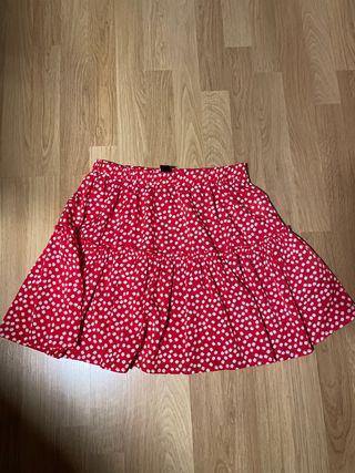Falda Shein flores roja y blanca