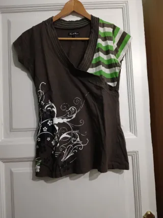 Camiseta Koroshi Marrón y Verde Talla M