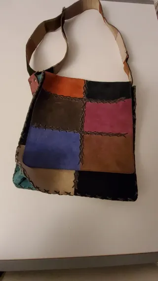 Tracolla patchwork pelle multicolore