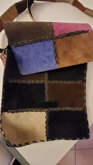 Tracolla patchwork pelle multicolore