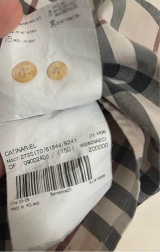 Camisa Burberry Manga Corta Cuadro Clásico