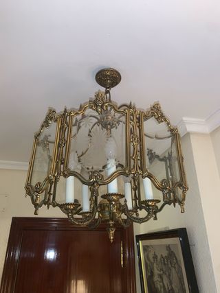 Lámpara de salón Bronce y Cristal