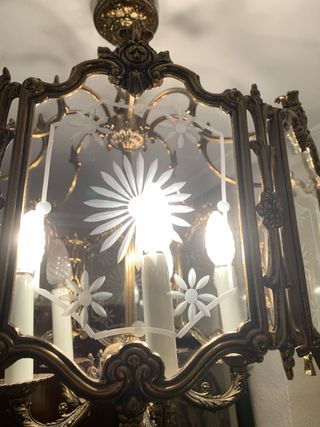 Lámpara de salón Bronce y Cristal