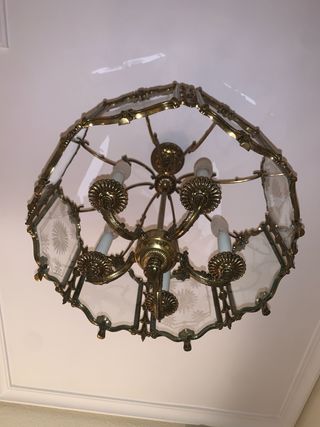 Lámpara de salón Bronce y Cristal