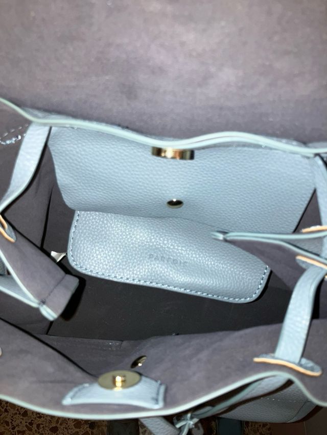 Mochila bolso azul gris con dos asas