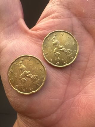 Moneda 20 céntimos Euro Italia MAC 2002