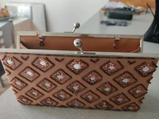 Bolso de fiesta/boda dorado y rosa
