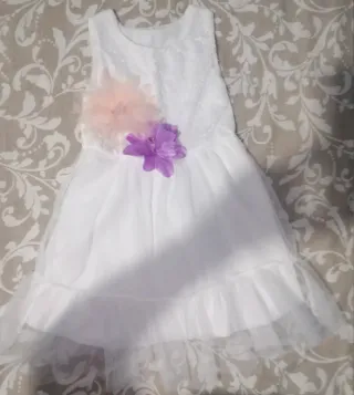 Vestido fiesta niña blanco flores