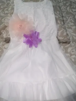 Vestido fiesta niña blanco flores