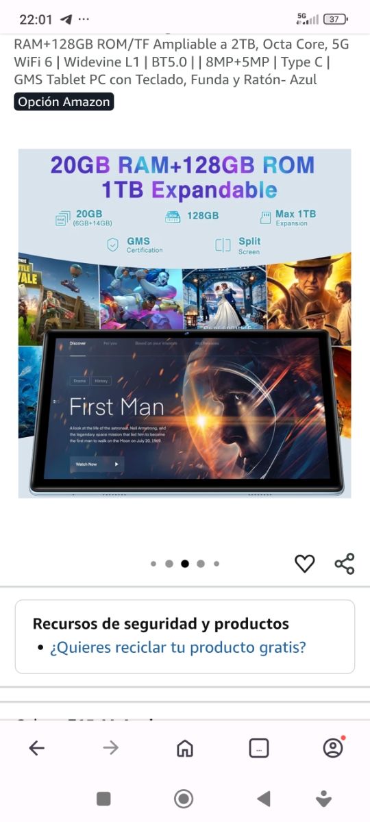 DEERTIME Tablet 10 Android 14 20GB RAM Azul