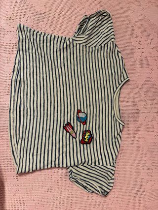 Camiseta rayas manga corta con parches