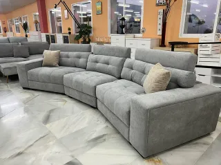 Sofá 3 Plazas Gris Tela