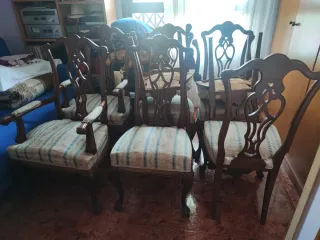 Conjunto 6 Sillas y 2 Sillones Vintage Chippendale