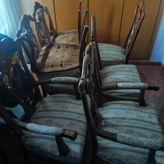 Conjunto 6 Sillas y 2 Sillones Vintage Chippendale