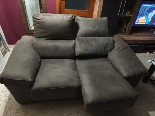 Sofá reclinable gris tela