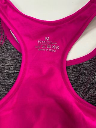 Top deportivo M gris y rosa