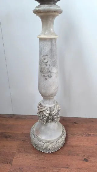COLUMNA PEDESTAL PIE MACETERO ALABASTRO ANTIGUO