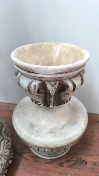 COLUMNA PEDESTAL PIE MACETERO ALABASTRO ANTIGUO