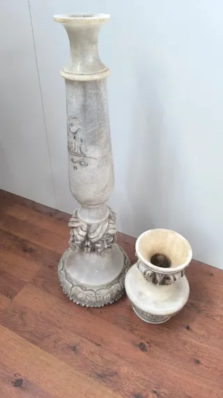 COLUMNA PEDESTAL PIE MACETERO ALABASTRO ANTIGUO