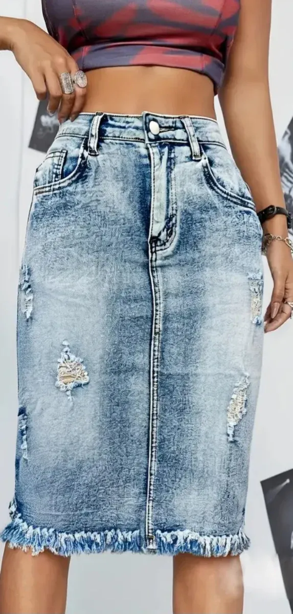 Gonna jeans elasticizzata L