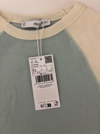Camiseta Mango Algodón Bicolor XS