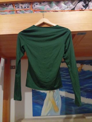 Camiseta manga larga verde mujer