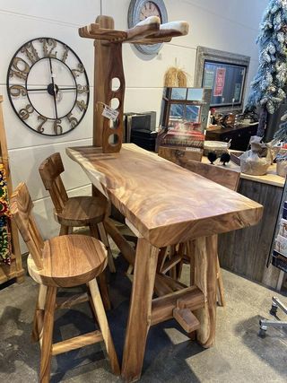 Barra de bar de madera maciza