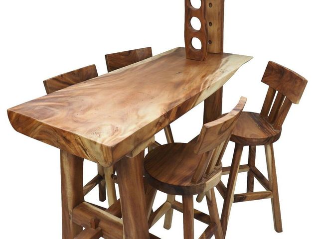 Barra de bar de madera maciza