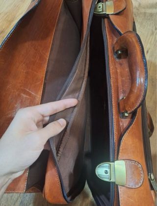 Maletín de cuero marrón. Vintage 