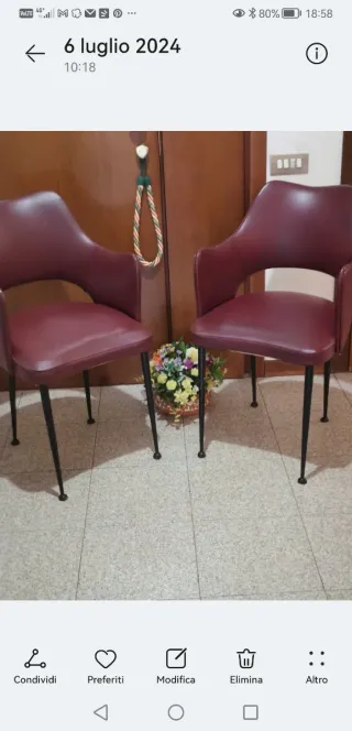 Poltroncine anni 50 bordeaux in sky