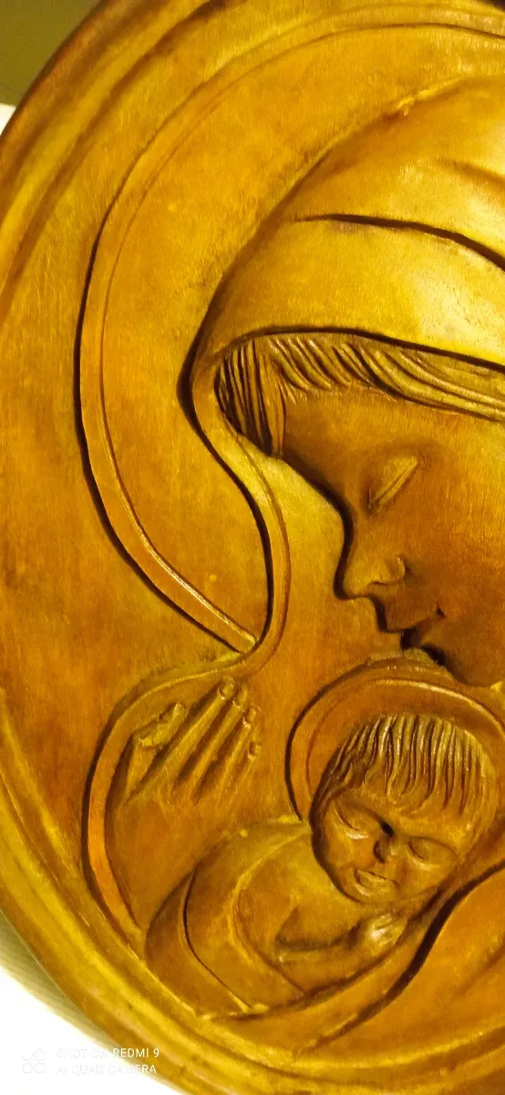 Quadro in legno massello con Madonna col Bambino