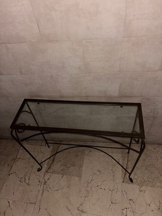 Mesa consola hierro forjado y cristal