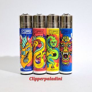 4 Accendini Clipper con Draghi
