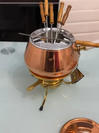 Juego completo de fondue de cobre nuevo