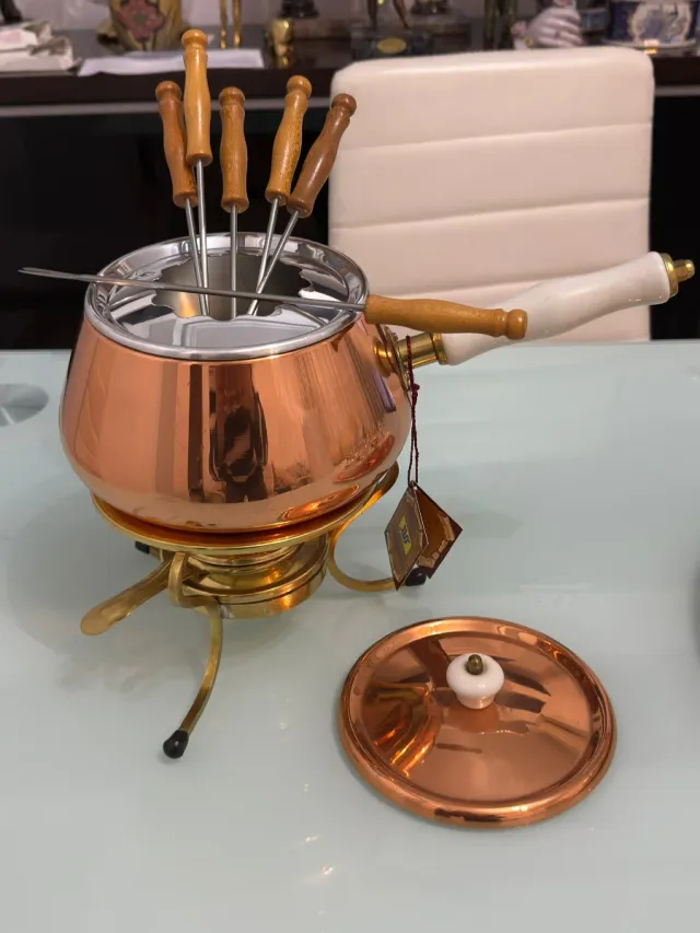 Juego completo de fondue de cobre nuevo
