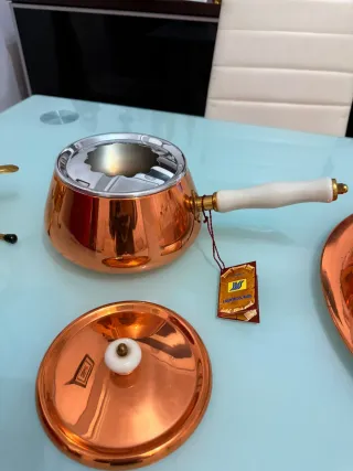 Juego completo de fondue de cobre nuevo