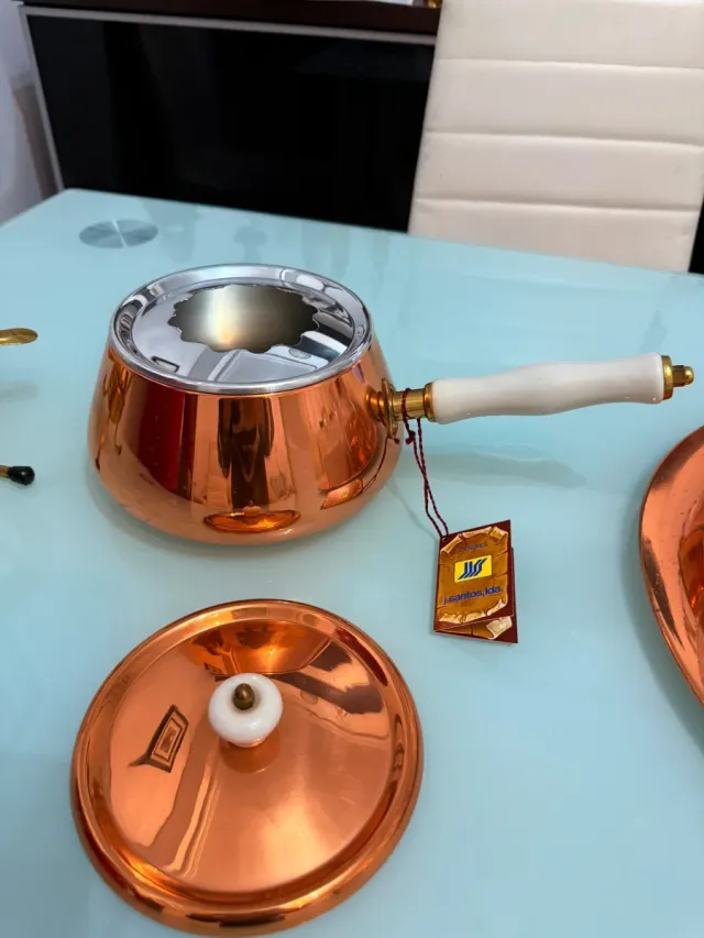 Juego completo de fondue de cobre nuevo