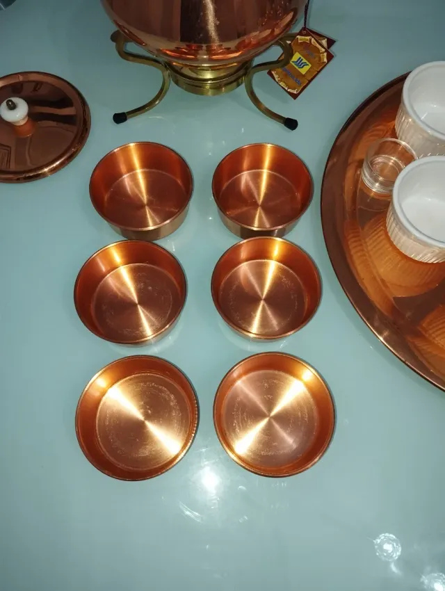 Juego completo de fondue de cobre nuevo