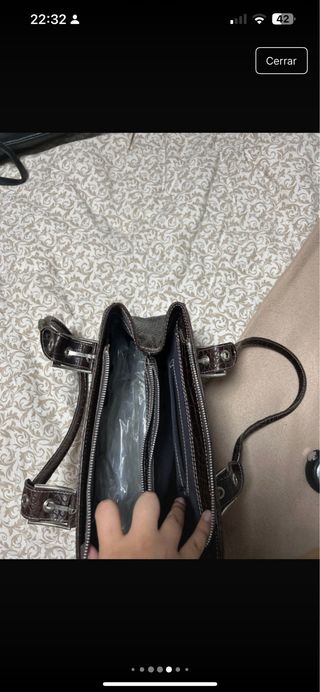 Bolso de cuero marrón efecto cocodrilo