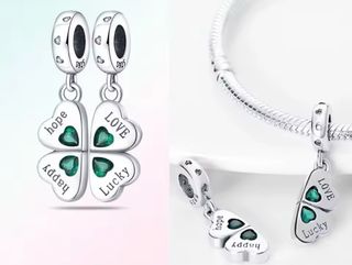 Charm Trébol Suerte Plata pulsera Pandora collar
