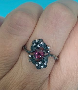 Anillo Plata Ley Espinela Rosa