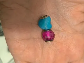 Charms Pandora Corazón Azul y Rosa